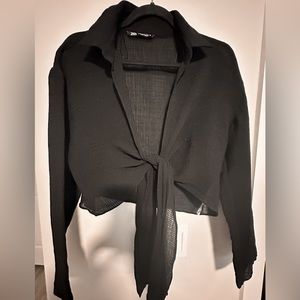 Zara black long sleeve cover up